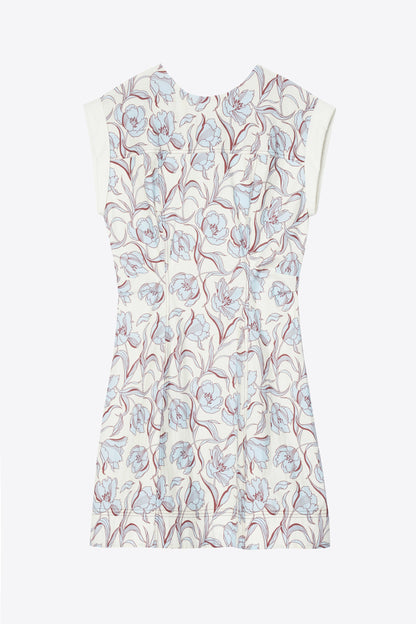 Short Sleeve Floral Mini Dress Sky Blue Multi