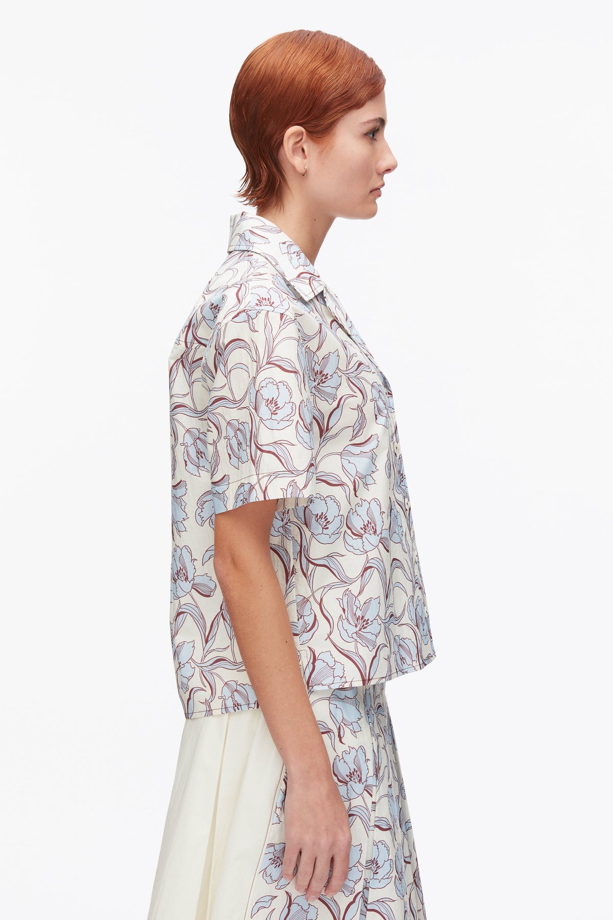 Floral Printed Camp Shirt Sky Blue Multi