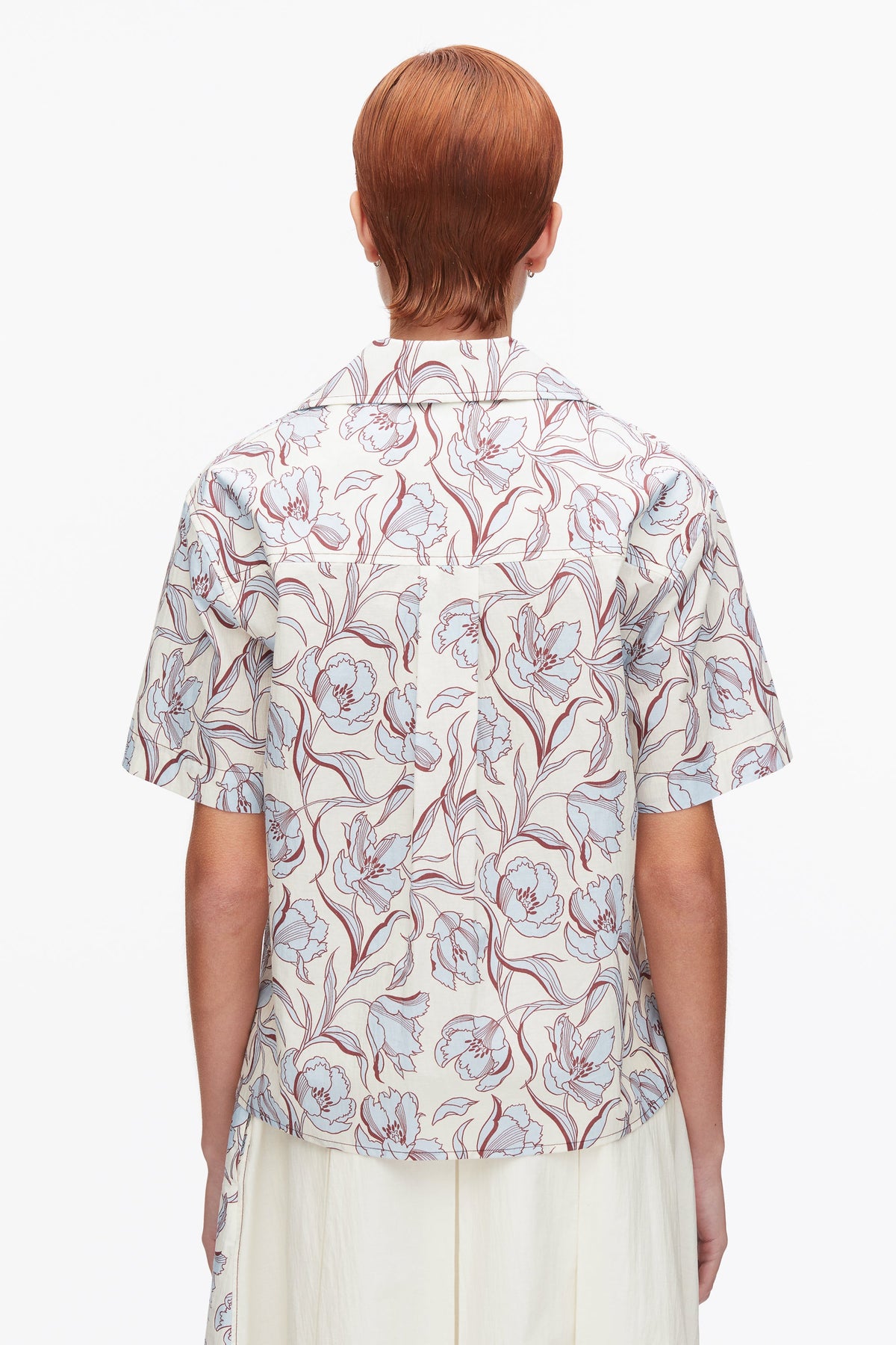 Floral Printed Camp Shirt Sky Blue Multi