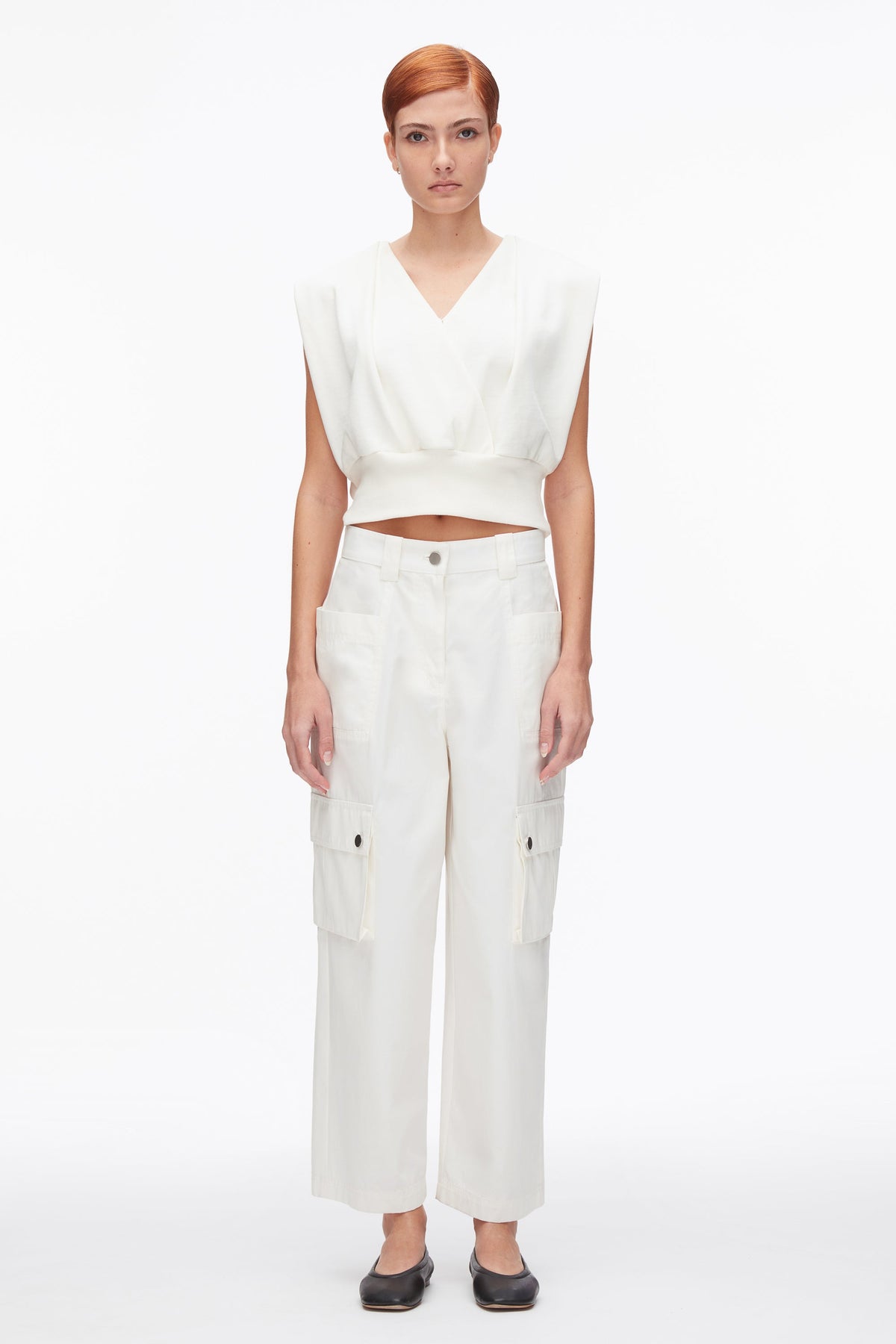 Draped Sleeveless French Terry Top Tofu