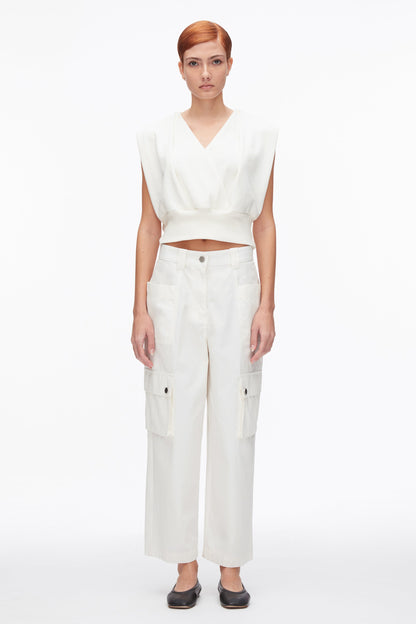 Draped Sleeveless French Terry Top Tofu