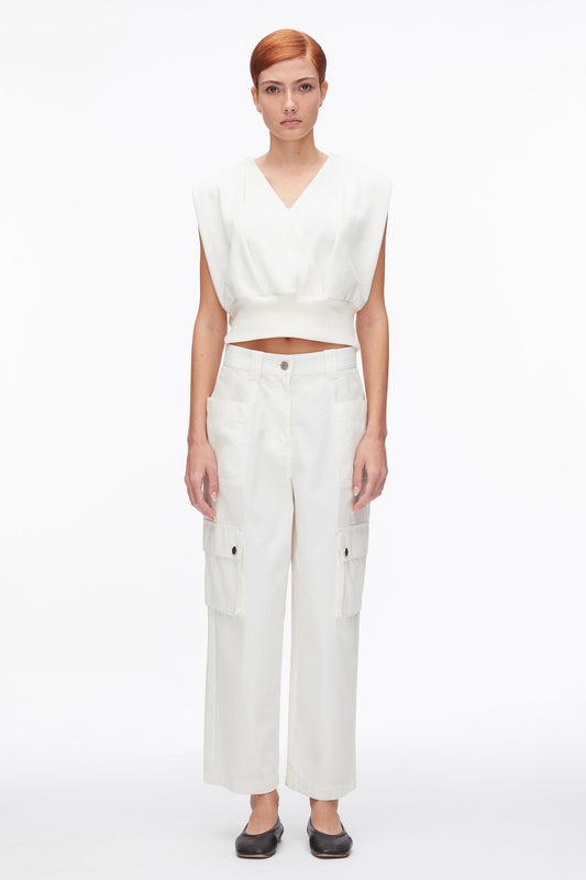 Draped Sleeveless French Terry Top Tofu