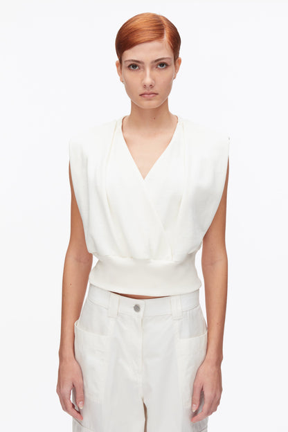 Draped Sleeveless French Terry Top Tofu