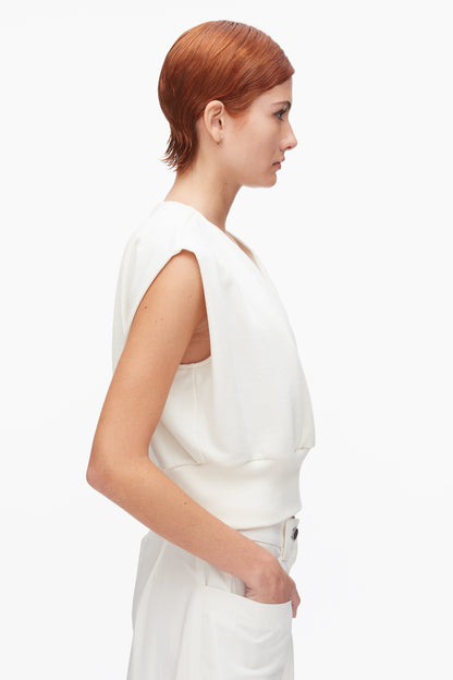 Draped Sleeveless French Terry Top Tofu