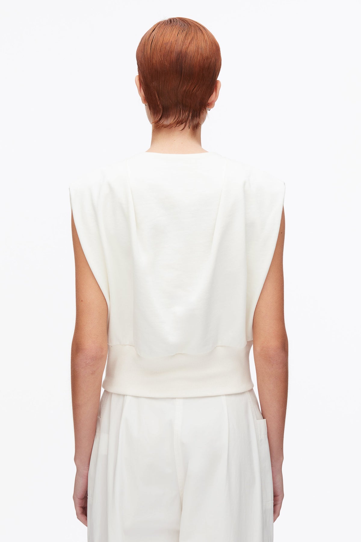 Draped Sleeveless French Terry Top Tofu