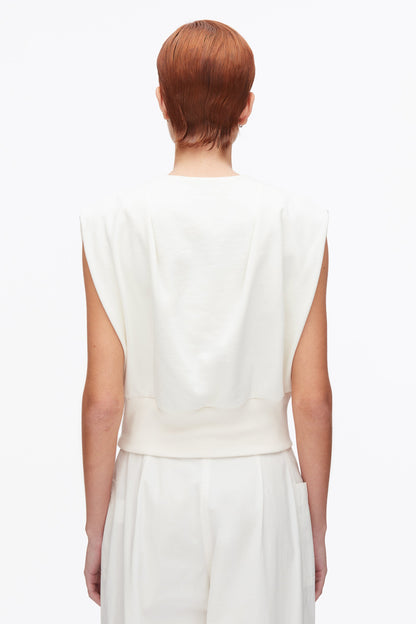 Draped Sleeveless French Terry Top Tofu