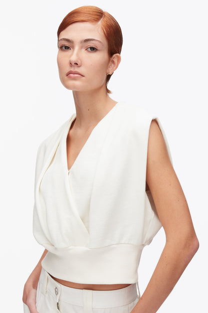 Draped Sleeveless French Terry Top Tofu