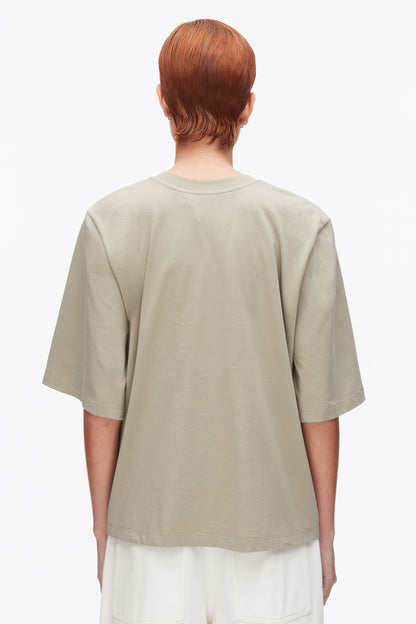 Trapeze T-Shirt with Floral Appliqué Sage