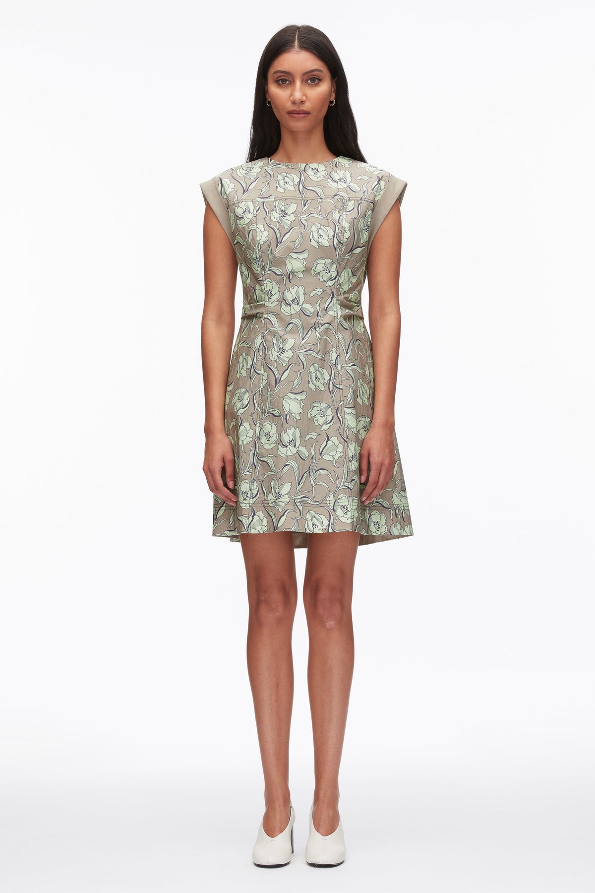 Short Sleeve Floral Mini Dress Sage Multi