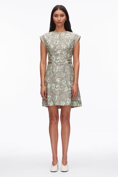 Short Sleeve Floral Mini Dress Sage Multi
