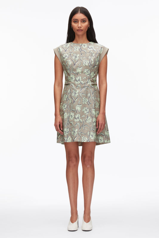 Short Sleeve Floral Mini Dress Sage Multi