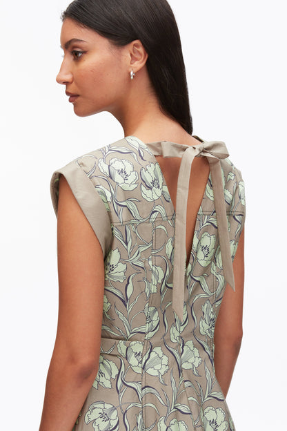 Short Sleeve Floral Mini Dress Sage Multi