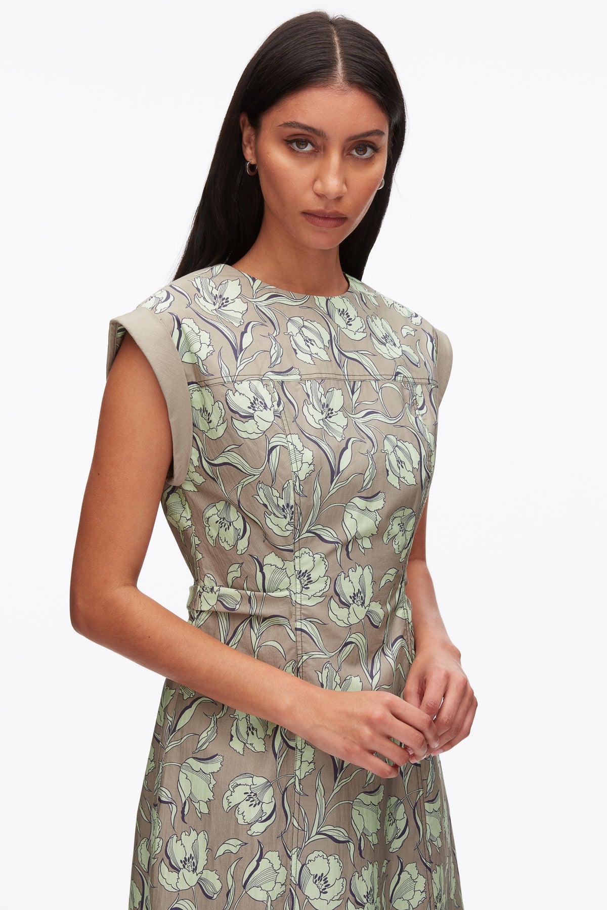 Short Sleeve Floral Mini Dress Sage Multi