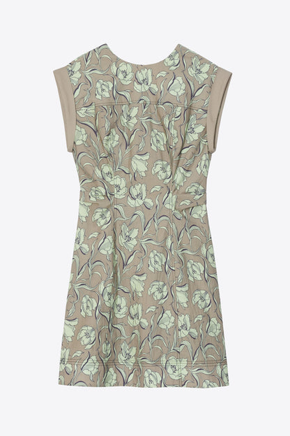 Short Sleeve Floral Mini Dress Sage Multi