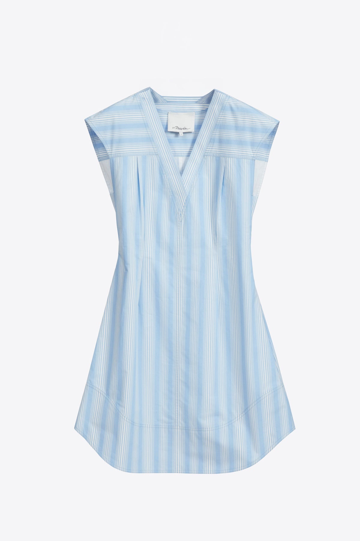Striped Cap Sleeve Knee-Length Dress Airy Blue Multi