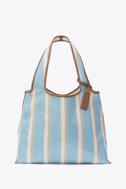 Dual Stripe Market Tote Blue-Pink Multi