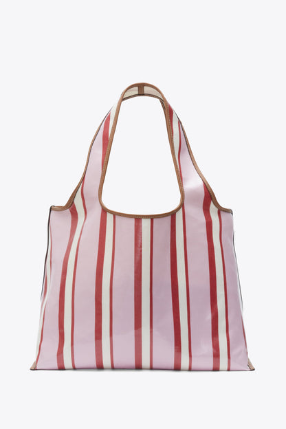 Dual Stripe Market Tote Blue-Pink Multi