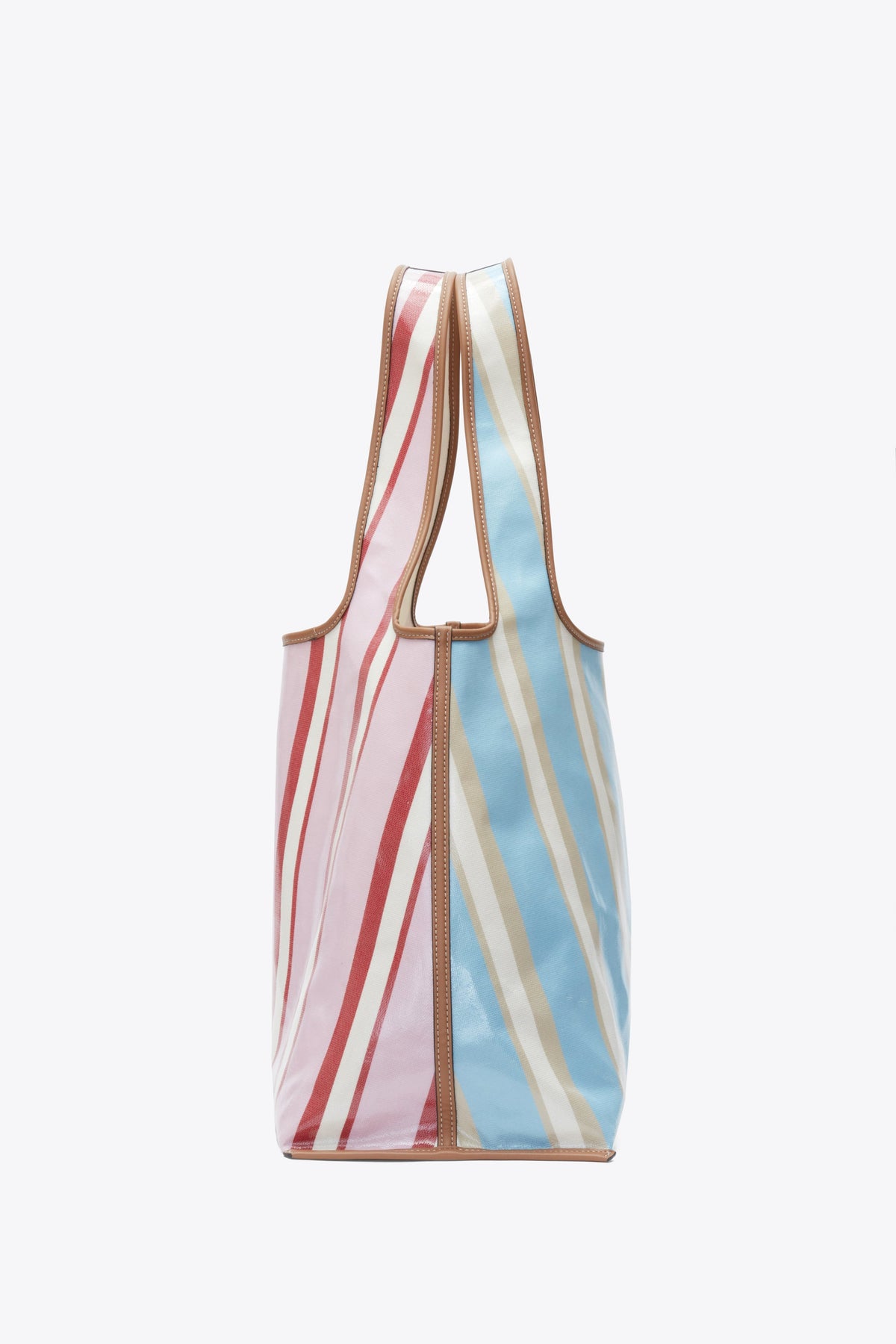 Dual Stripe Market Tote Blue-Pink Multi