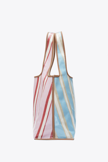 Dual Stripe Market Tote Blue-Pink Multi