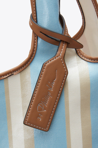 Dual Stripe Market Tote Blue-Pink Multi