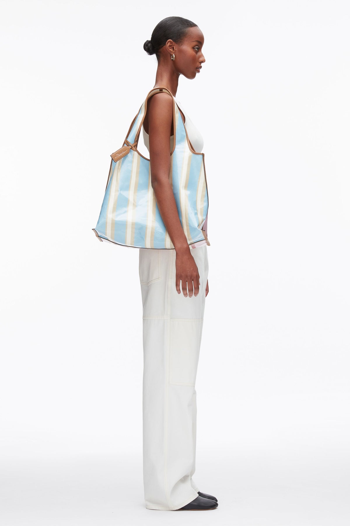 Dual Stripe Market Tote Blue-Pink Multi