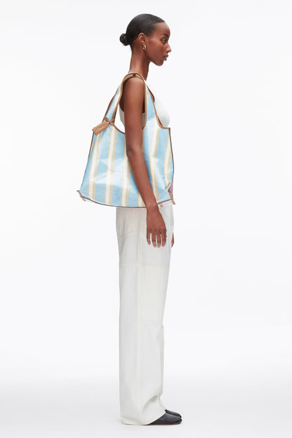 Dual Stripe Market Tote Blue-Pink Multi