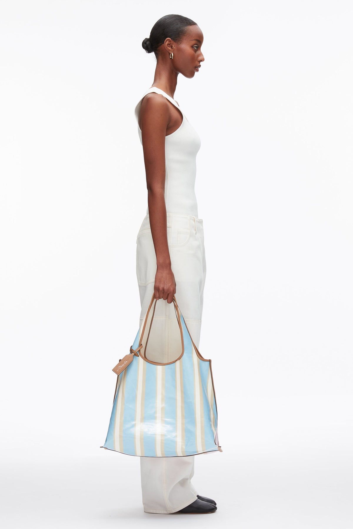 Dual Stripe Market Tote Blue-Pink Multi