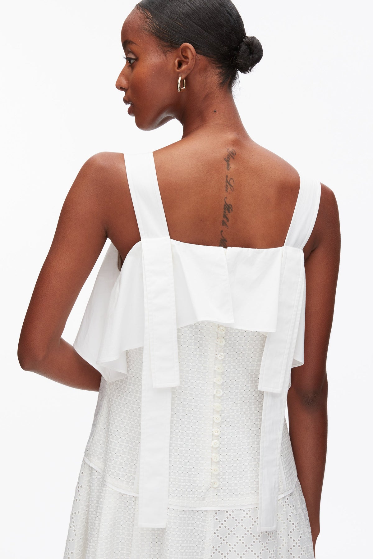Broderie Anglaise Patchwork Cascade Midi Dress White