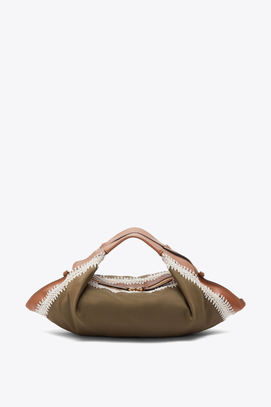 Nylon Luna Mini Bag with Contrast Stitch Mushroom