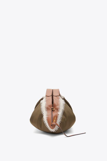 Nylon Luna Mini Bag with Contrast Stitch Mushroom
