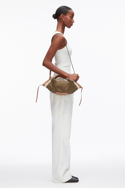 Nylon Luna Mini Bag with Contrast Stitch Mushroom
