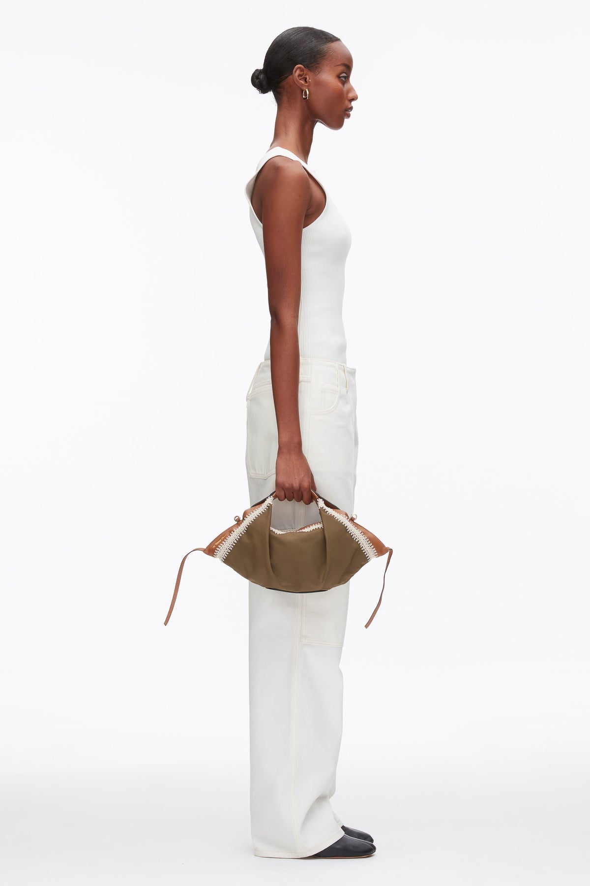 Nylon Luna Mini Bag with Contrast Stitch Mushroom