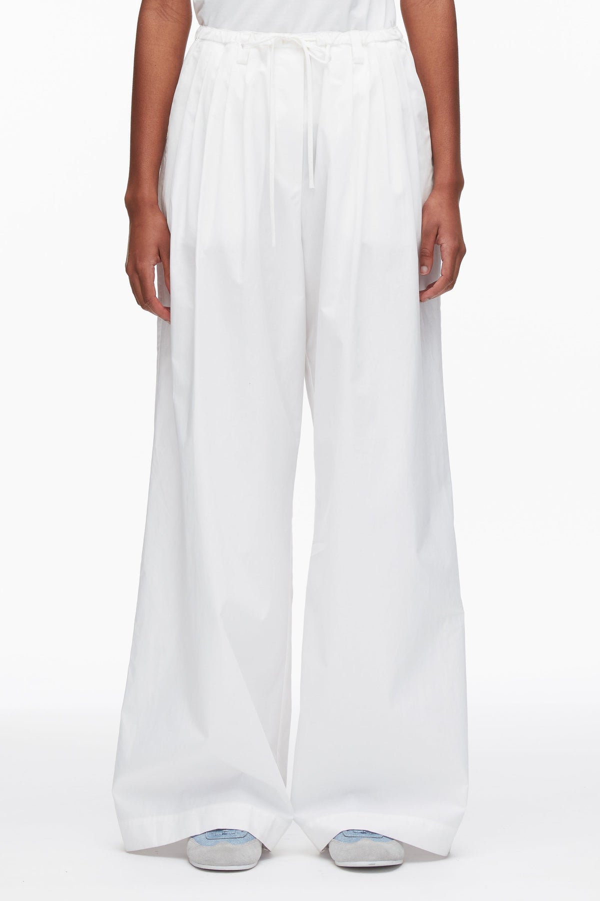 Structured Cotton Pull On Straight Leg Pants White