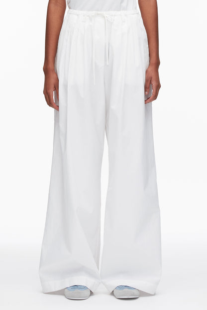Structured Cotton Pull On Straight Leg Pants White