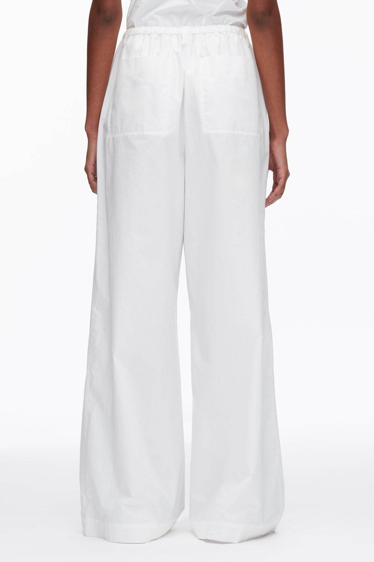 Structured Cotton Pull On Straight Leg Pants White