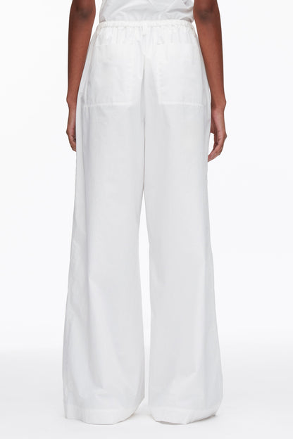Structured Cotton Pull On Straight Leg Pants White