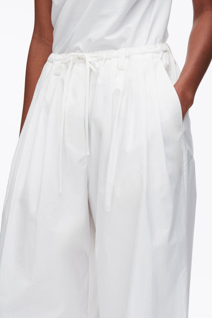 Structured Cotton Pull On Straight Leg Pants White