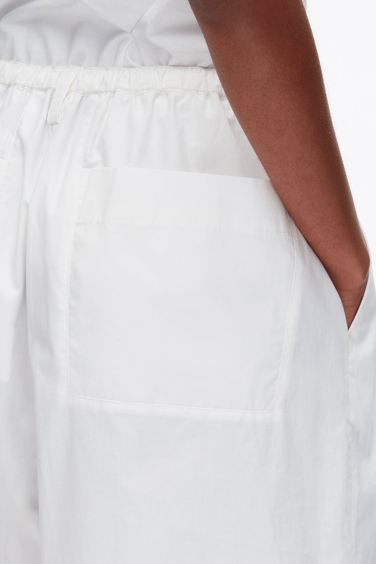 Structured Cotton Pull On Straight Leg Pants White