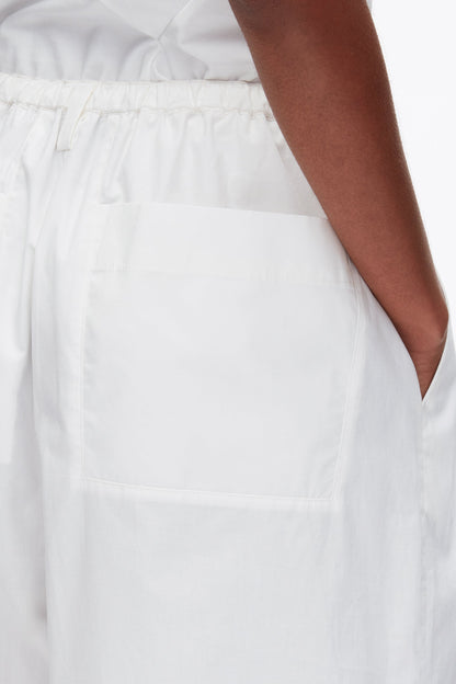 Structured Cotton Pull On Straight Leg Pants White