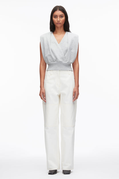 Draped Sleeveless French Terry Top Lt Grey Melange