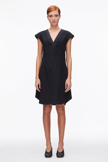 Broderie Anglaise Patchwork Sleeveless Dress Midnight