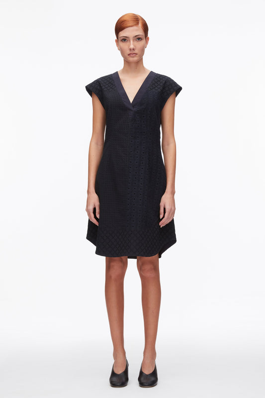 Broderie Anglaise Patchwork Sleeveless Dress Midnight