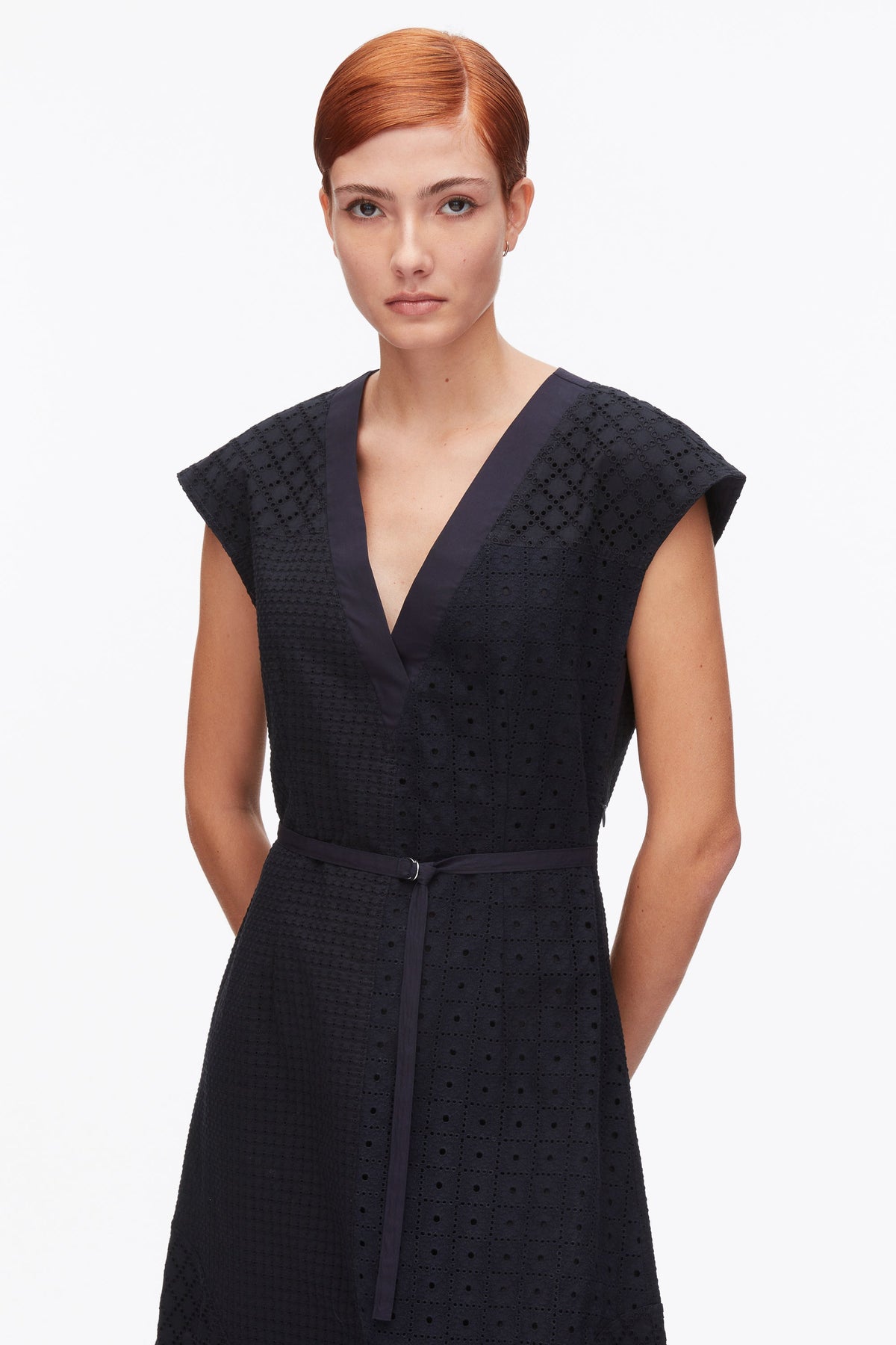 Broderie Anglaise Patchwork Sleeveless Dress Midnight