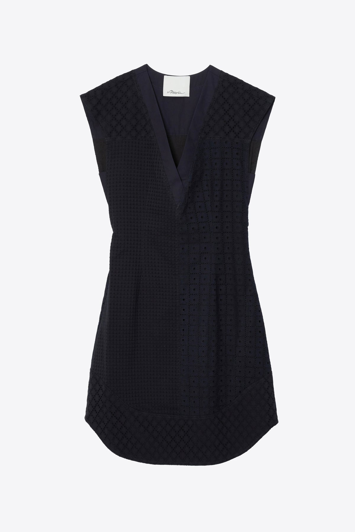 Broderie Anglaise Patchwork Sleeveless Dress Midnight