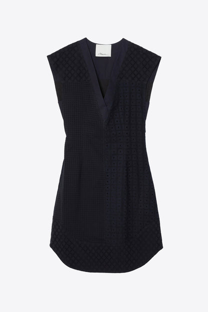 Broderie Anglaise Patchwork Sleeveless Dress Midnight
