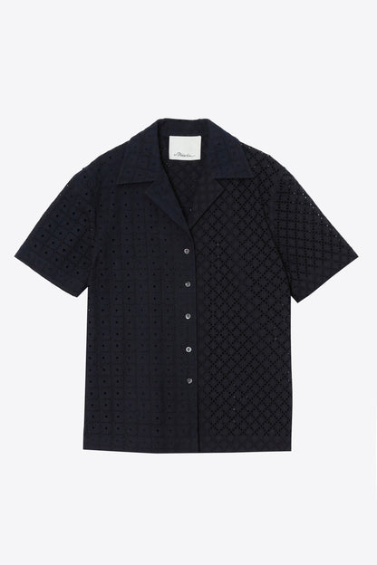 Broderie Anglaise Patchwork Camp Shirt Midnight