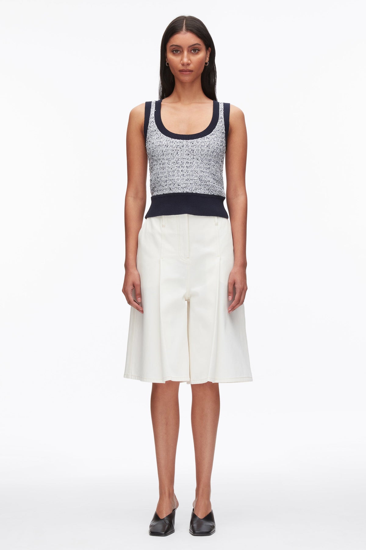 Tweed Bouclé Scoop Neck Tank Midnight Multi