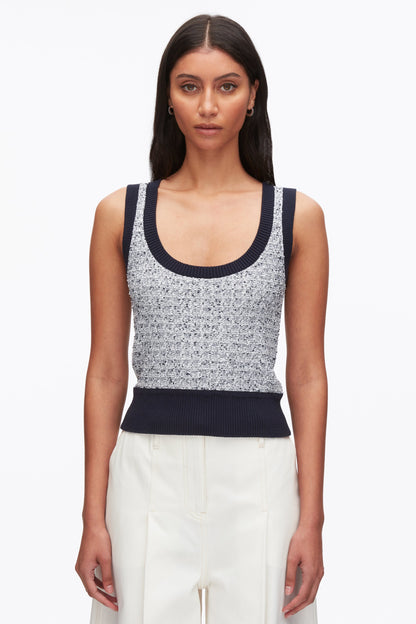 Tweed Bouclé Scoop Neck Tank Midnight Multi