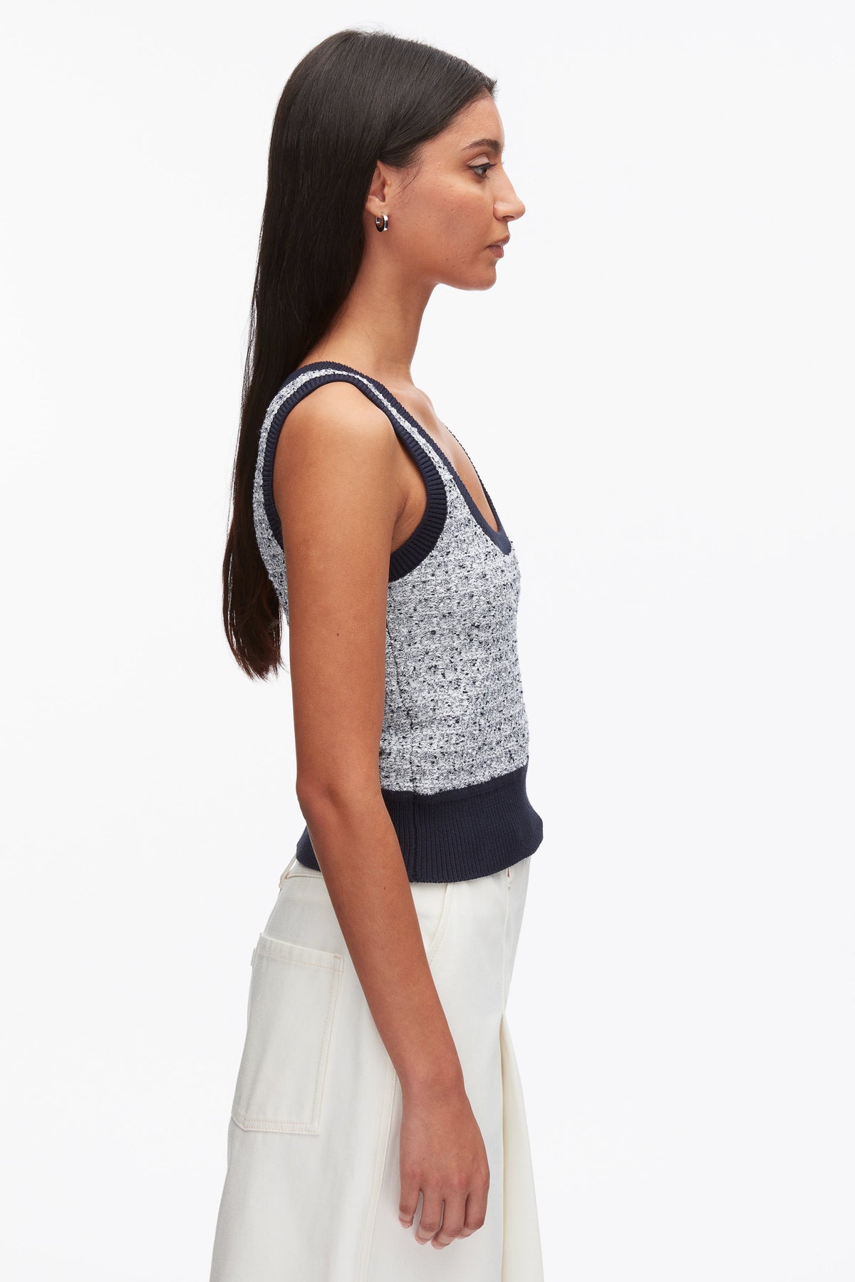 Tweed Bouclé Scoop Neck Tank Midnight Multi
