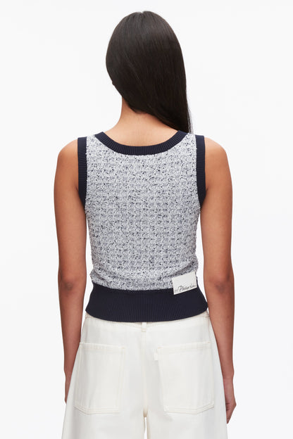 Tweed Bouclé Scoop Neck Tank Midnight Multi